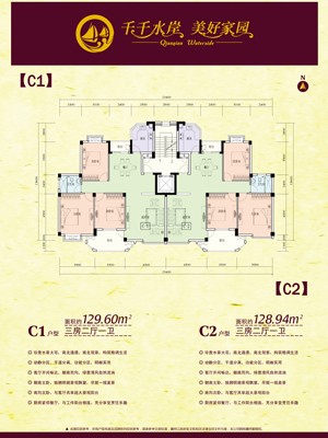 C1戶型面積約129.60㎡